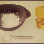 almidón, azúcar y huevos